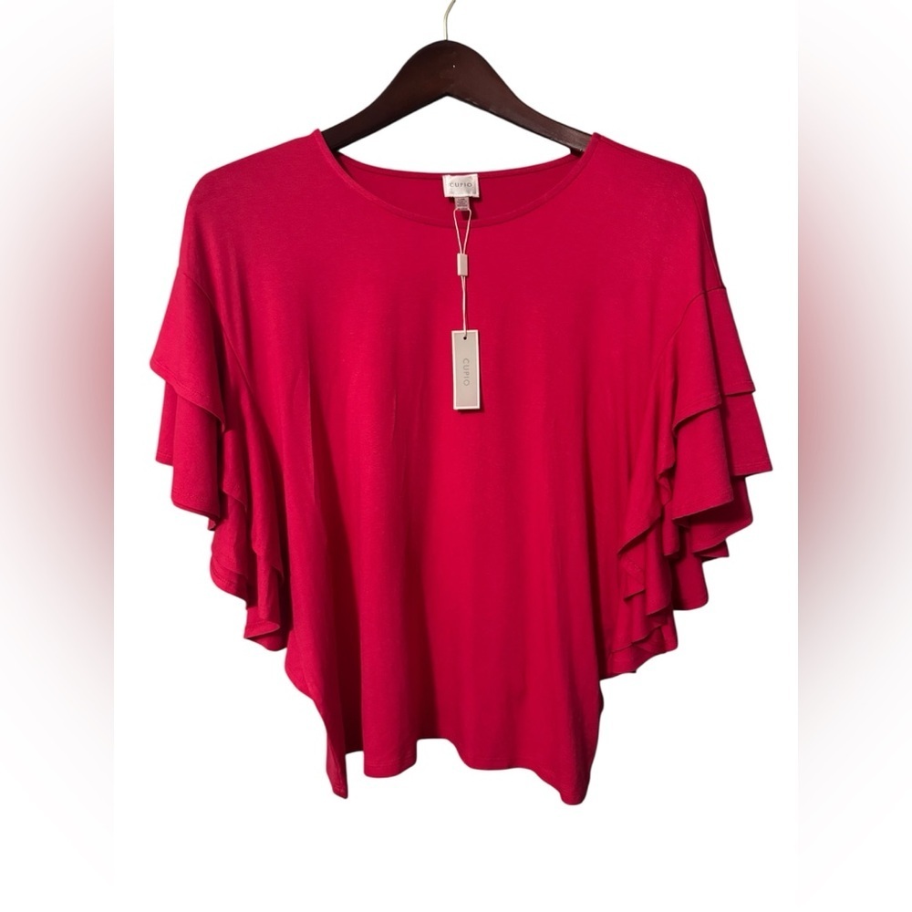 Cupio Ruffle Sleeve Top – Bright Pink – NWT Size Large